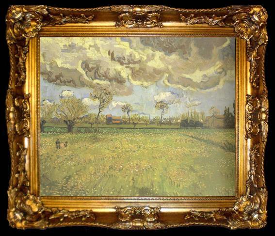 framed  Vincent Van Gogh Landscape under a Stormy Sky (nn04), ta009-2